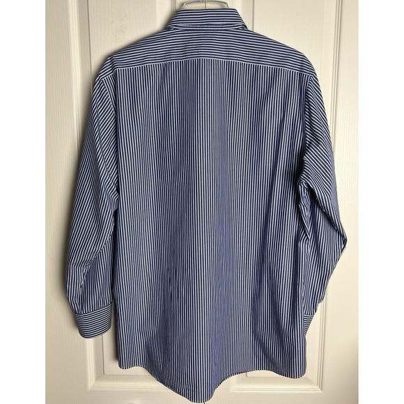 Lauren Ralph Lauren Mens Dress Shirt Size 16 1/2  32/33 Slim Fit Blue Stripe F18 - Picture 2 of 12
